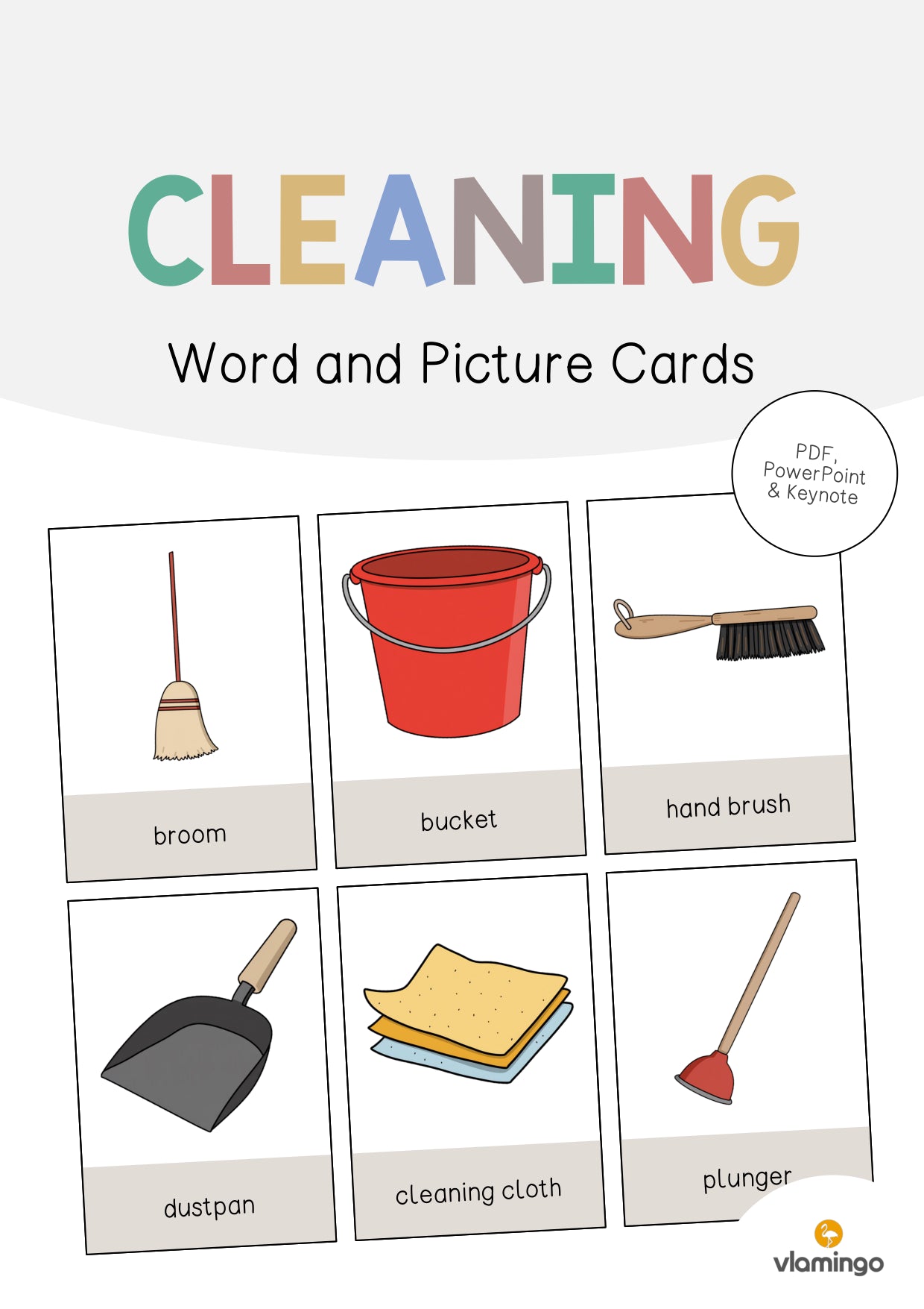 de englisch cleaning word and picture cards 001