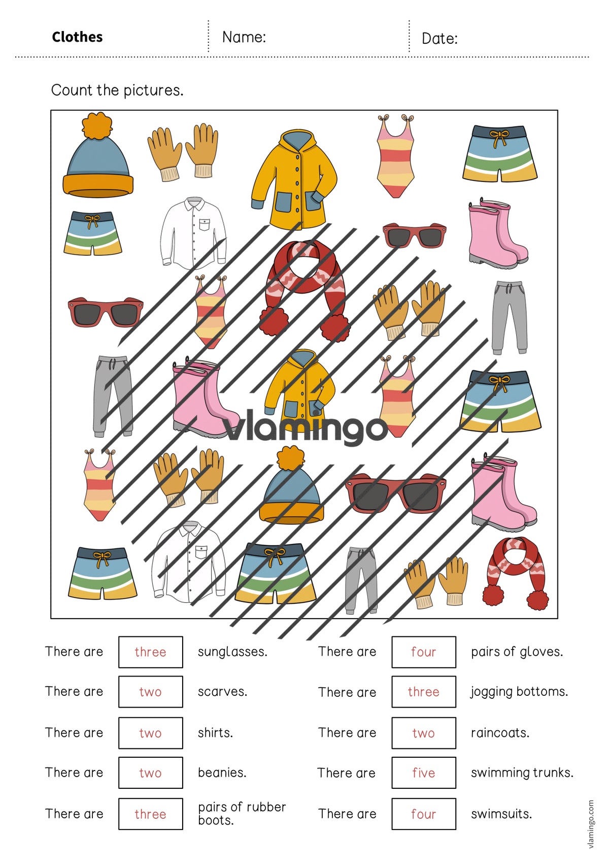 de englisch clothes how many worksheet 011