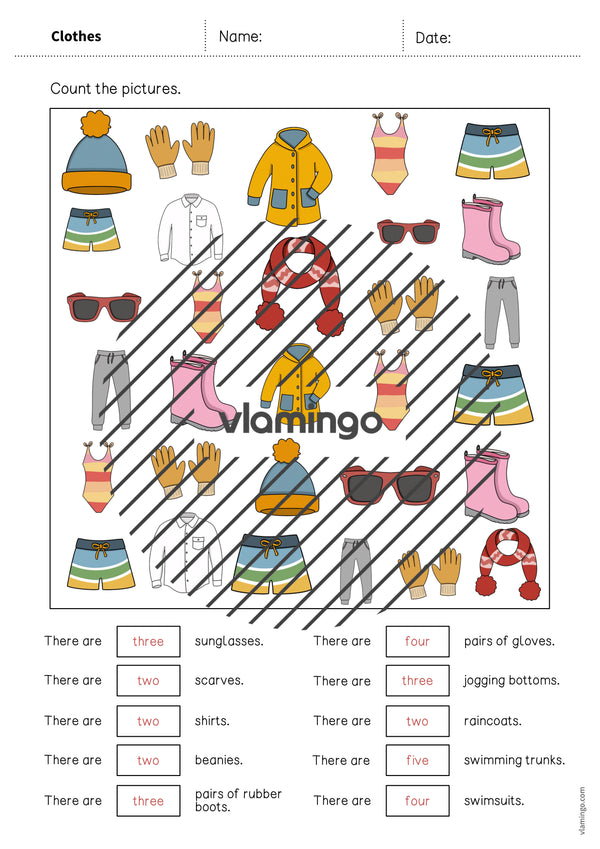 de englisch clothes how many worksheet 011
