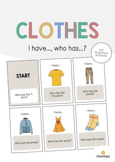 Clothes / Kleidung: I have..., who has...? (Englisch)