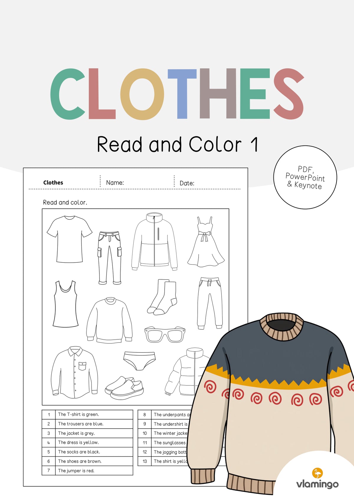de englisch clothes read and color 1 001