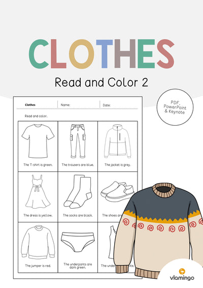 Clothes / Kleidung: Read and Color 2 (Englisch)