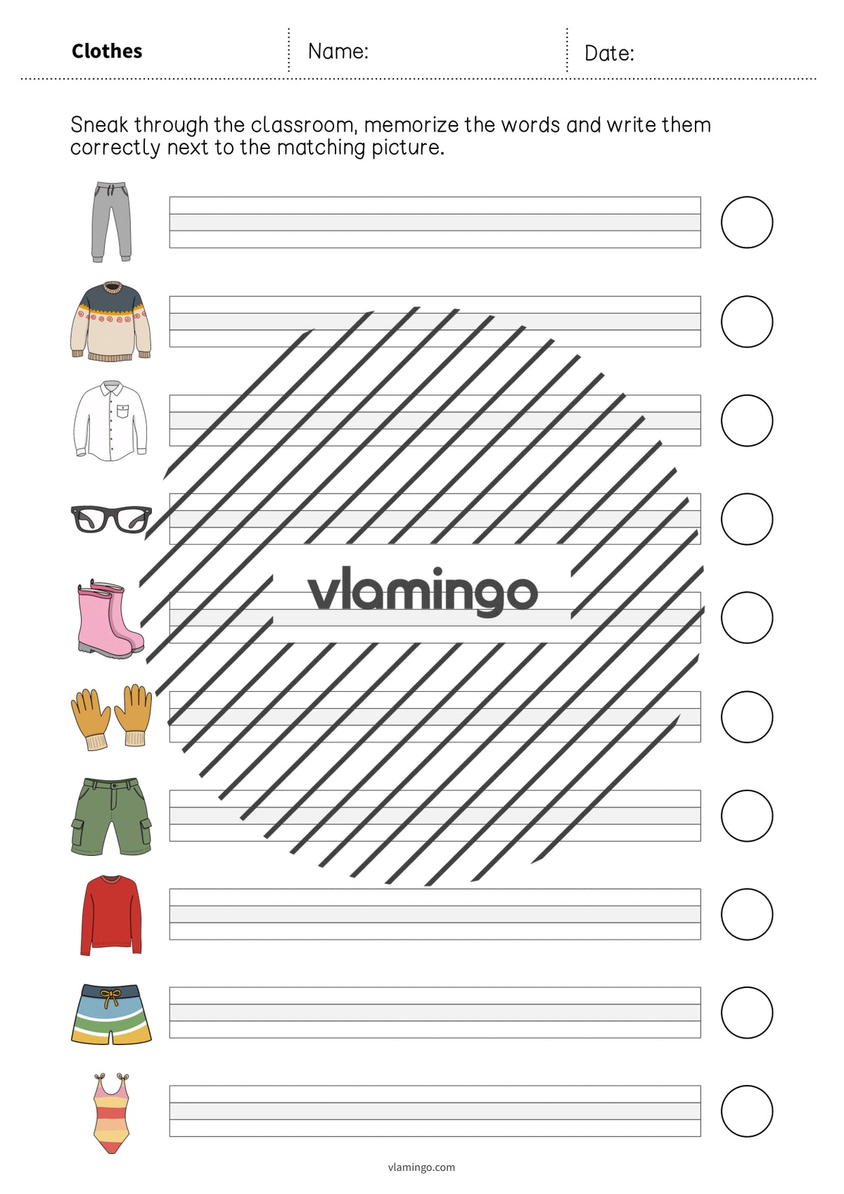 de englisch clothes running dictation 012