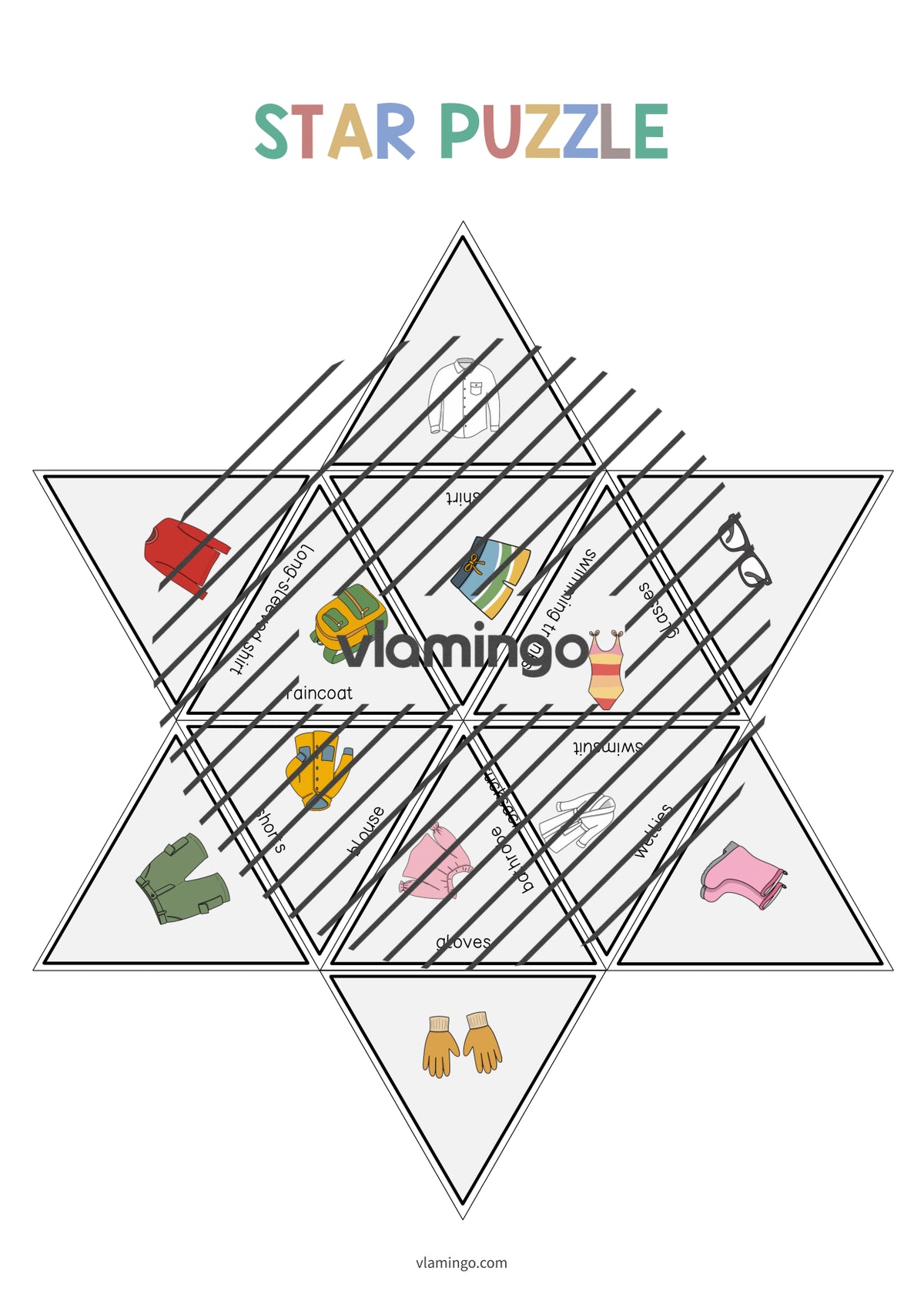 de englisch clothes star puzzle 011