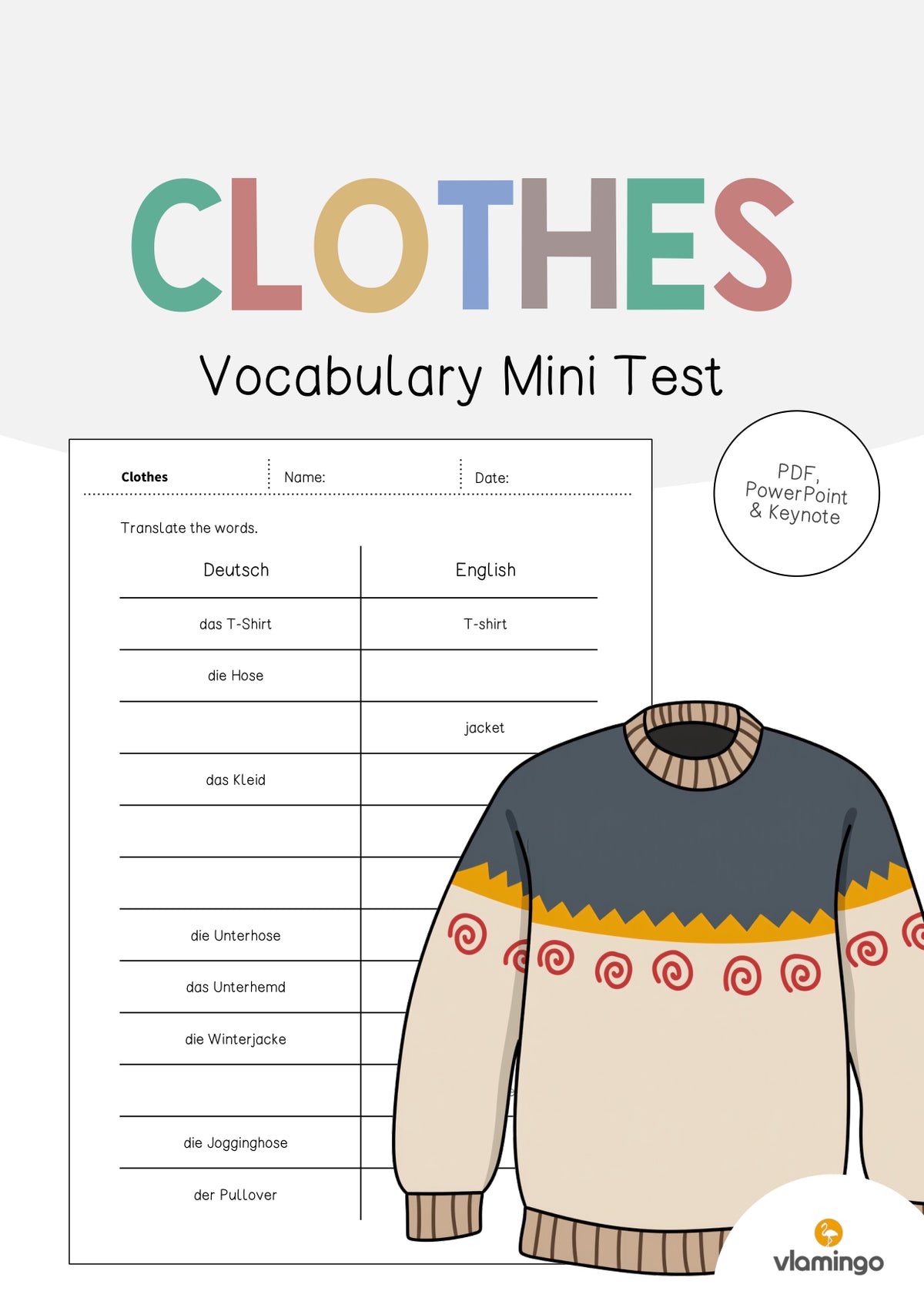 de englisch clothes vocabulary mini test 001