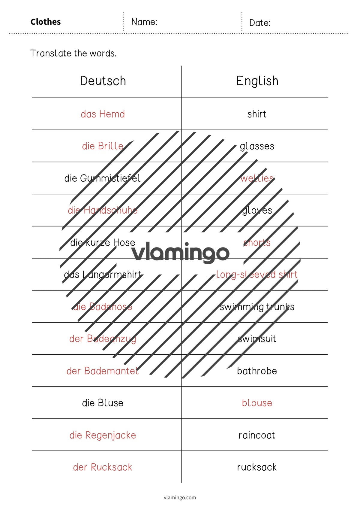 de englisch clothes vocabulary mini test 010