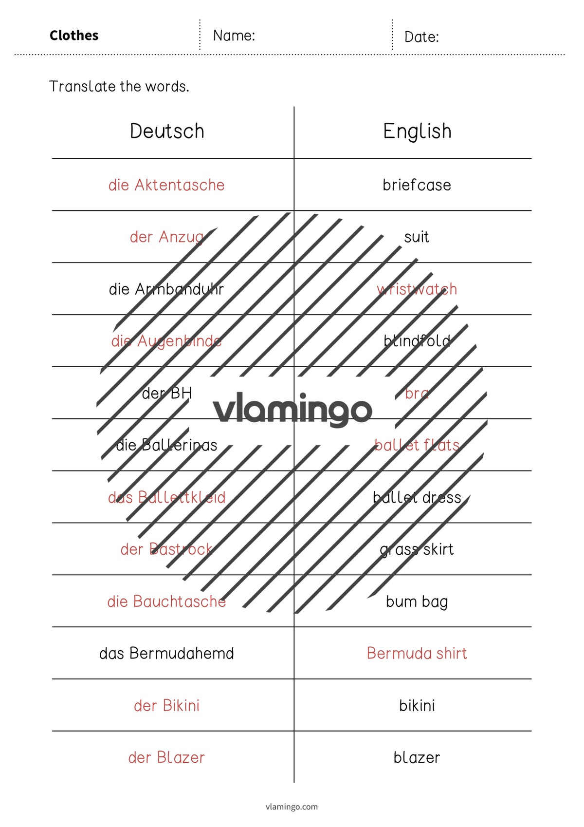 de englisch clothes vocabulary mini test 012