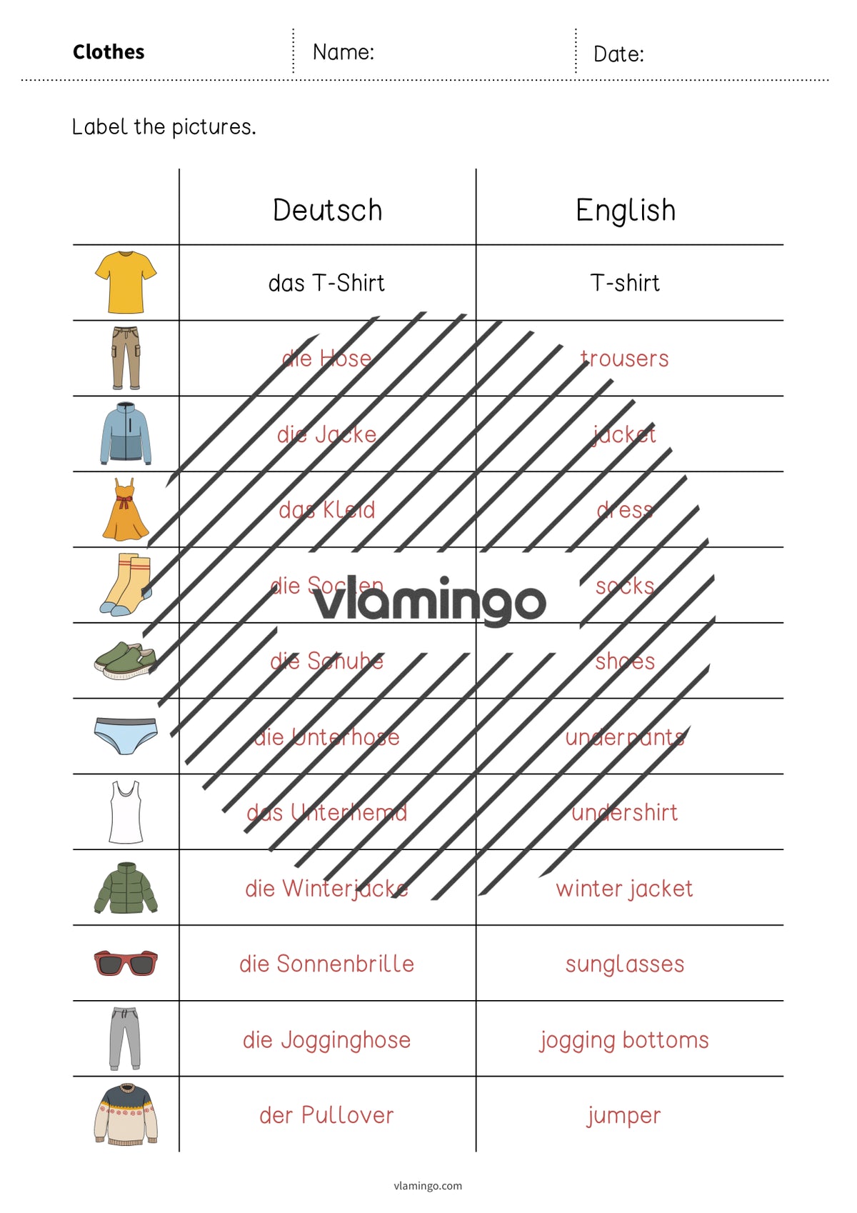 de englisch clothes vocabulary worksheet 3 009