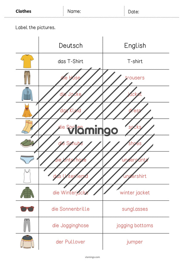 de englisch clothes vocabulary worksheet 3 009