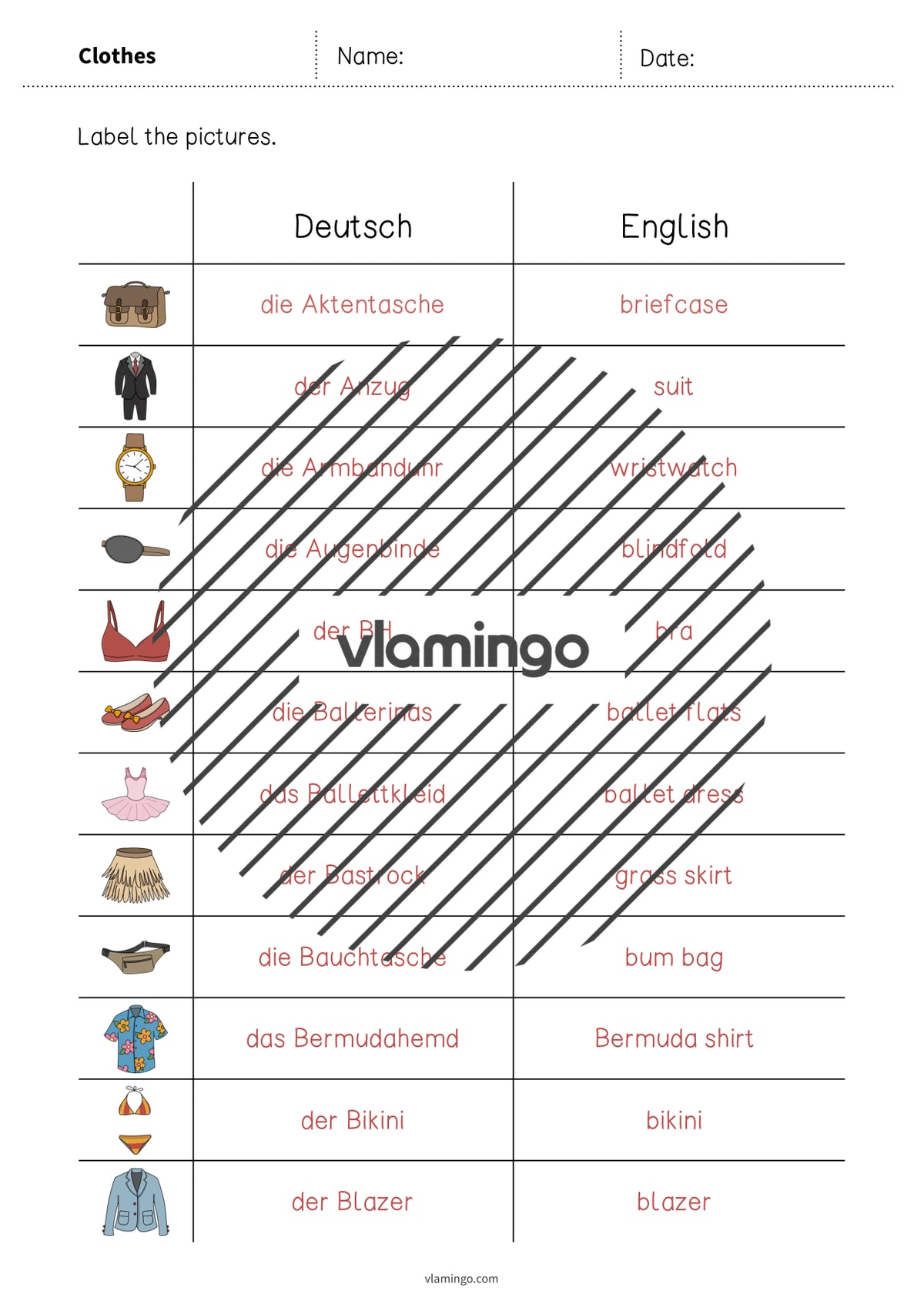 de englisch clothes vocabulary worksheet 3 012