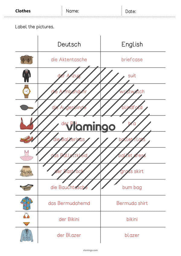 de englisch clothes vocabulary worksheet 3 012