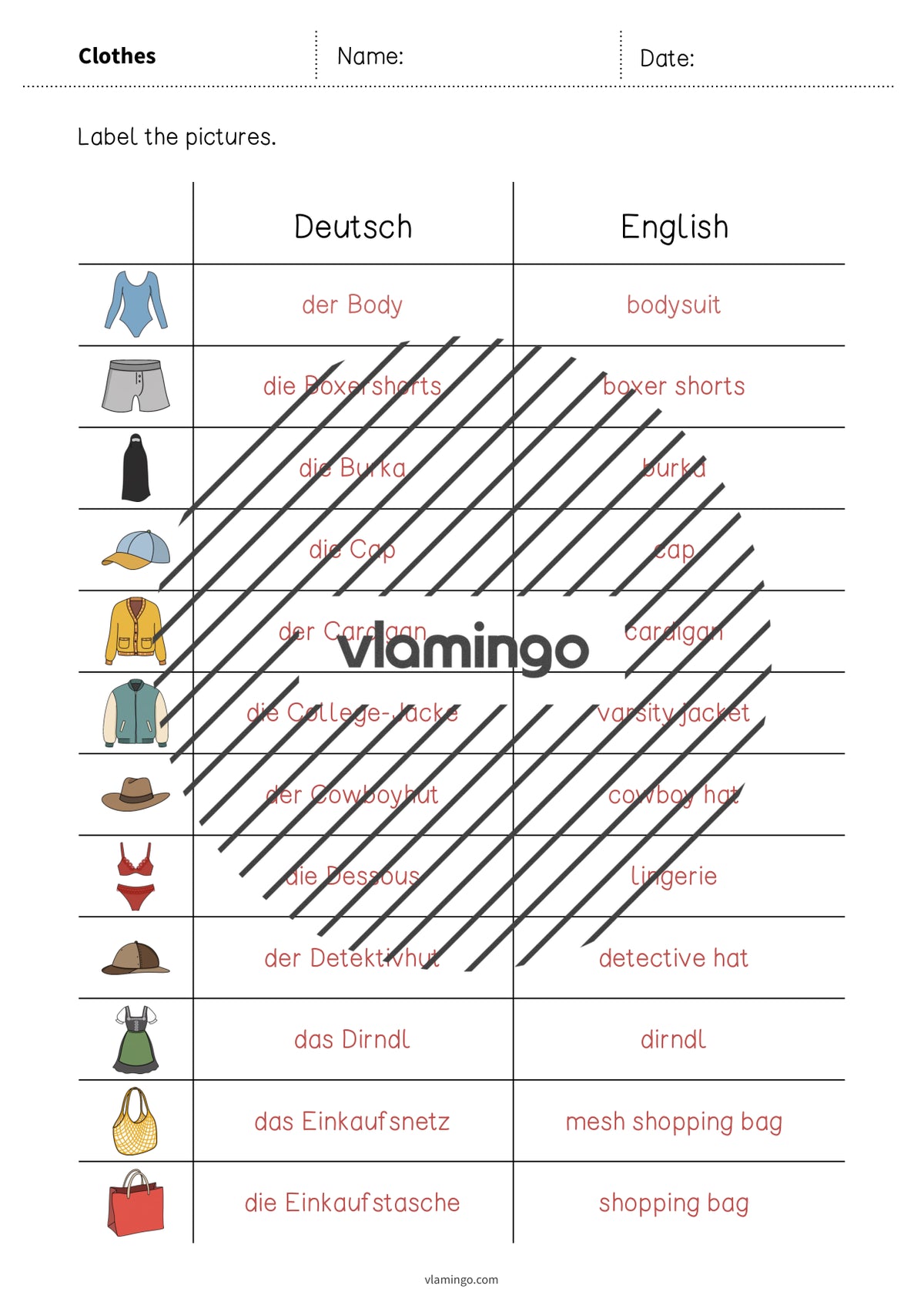 de englisch clothes vocabulary worksheet 3 013