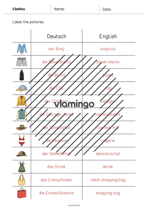 de englisch clothes vocabulary worksheet 3 013