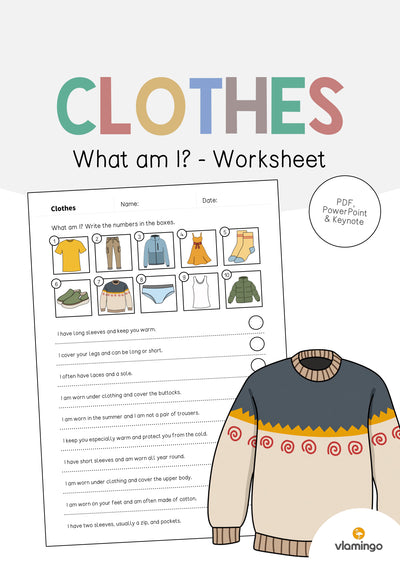 Clothes / Kleidung: What am I? - Worksheet (Englisch)