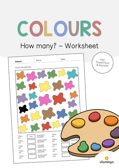 Colours / Farben: How many? – Worksheet (Englisch)