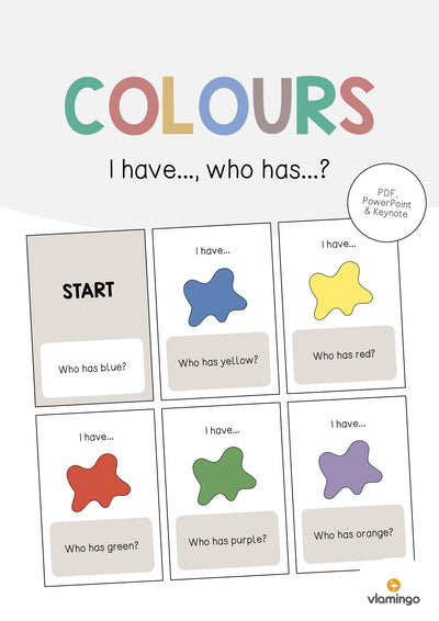 Colours / Farben: I have..., who has...? (Englisch)