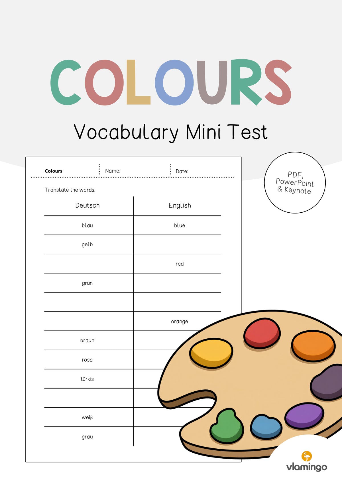 de englisch colours vocabulary mini test 001