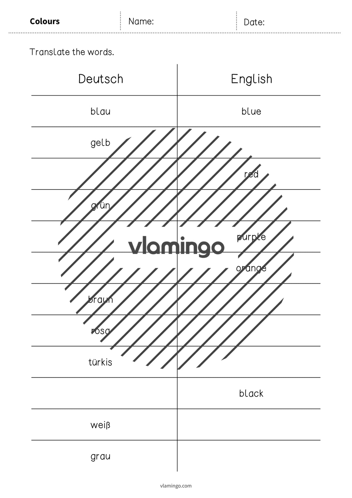 de englisch colours vocabulary mini test 003