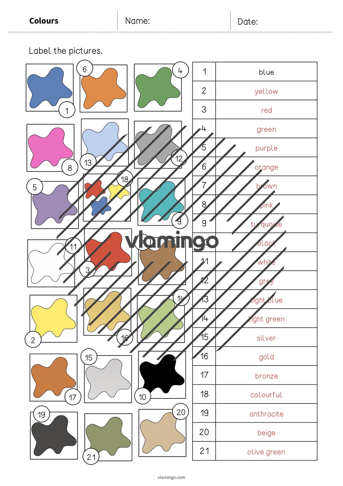 de englisch colours vocabulary worksheet 2 009