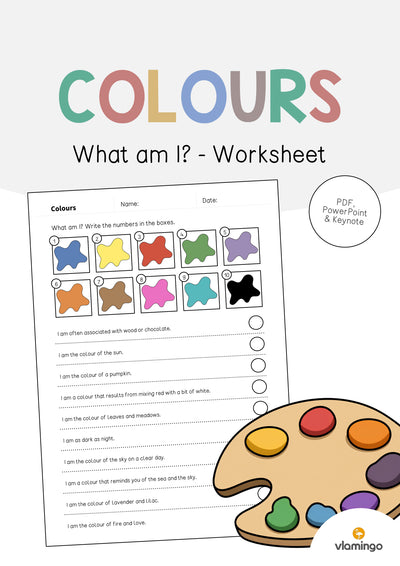Colours / Farben: What am I? - Worksheet (Englisch)