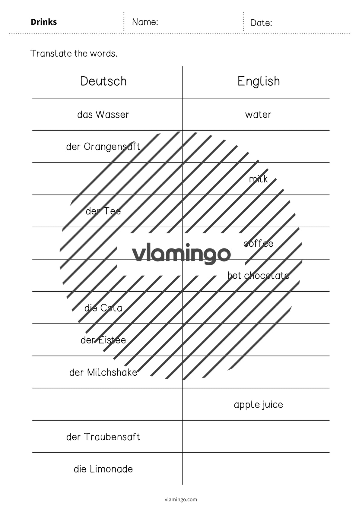 de englisch drinks vocabulary mini test 003