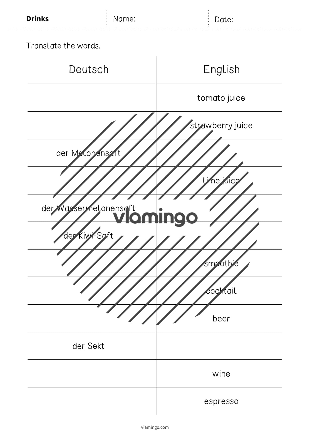 de englisch drinks vocabulary mini test 004