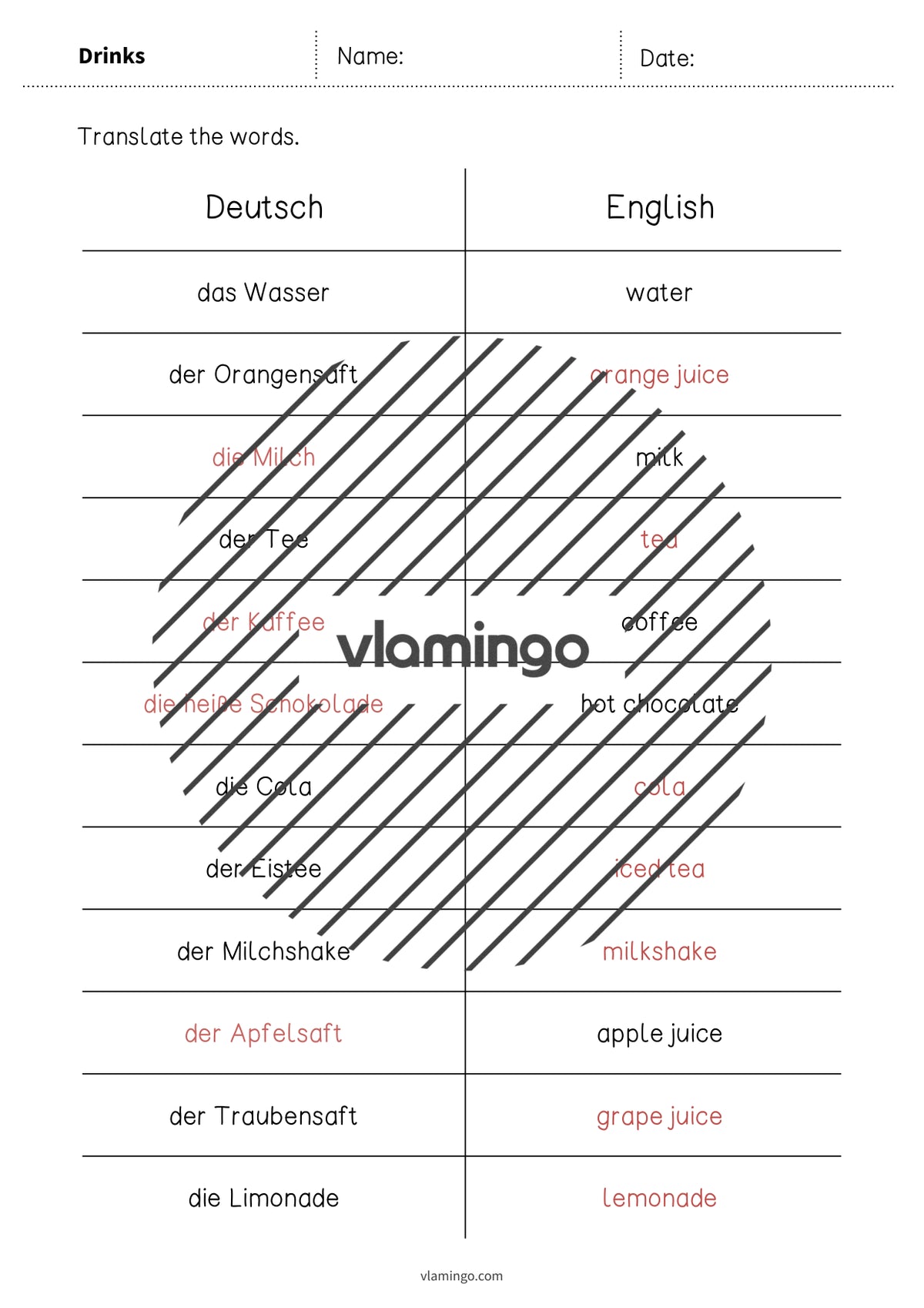 de englisch drinks vocabulary mini test 006