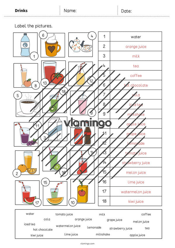 de englisch drinks vocabulary worksheet 2 008