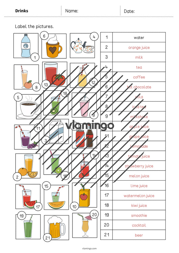 de englisch drinks vocabulary worksheet 2 009