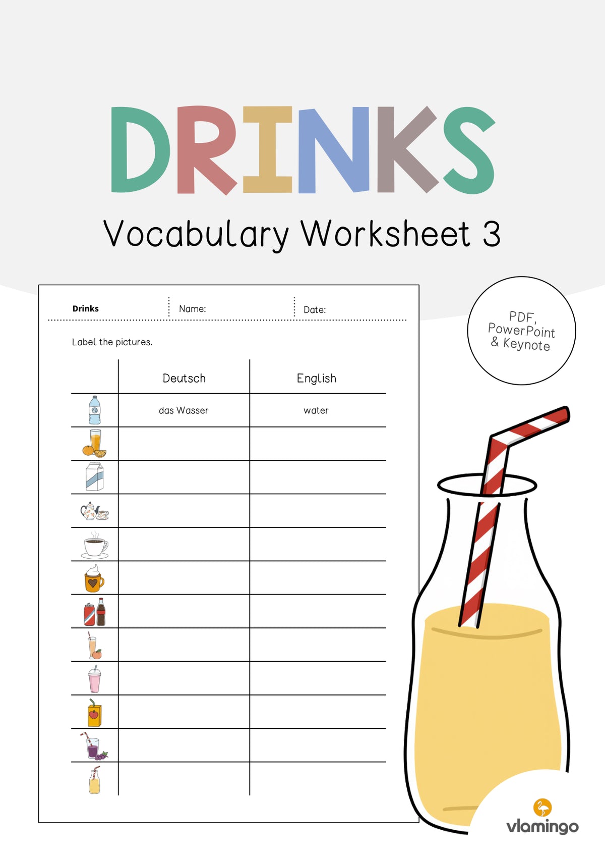 de englisch drinks vocabulary worksheet 3 001
