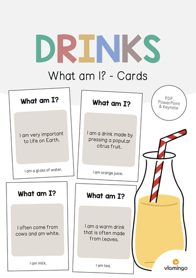 Drinks / Getränke: What am I? - Cards (Englisch)