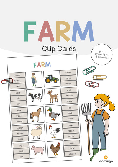 Farm / Bauernhof: Clip Cards (Englisch)