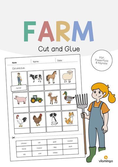 Farm / Bauernhof: Cut and Glue (Englisch)