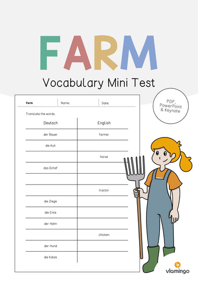 Farm / Bauernhof: Vocabulary Mini Test (Englisch)