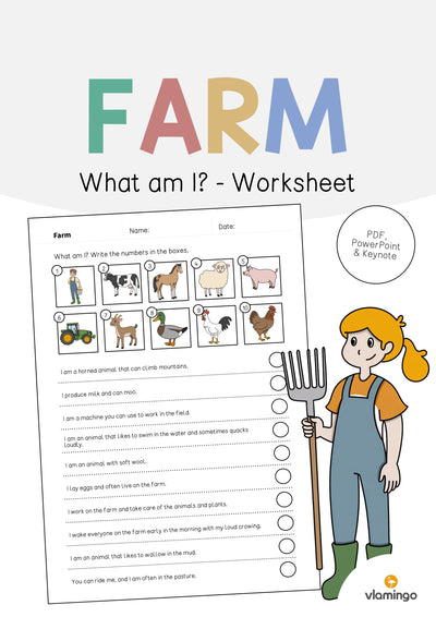 Farm / Bauernhof: What am I? - Worksheet (Englisch)