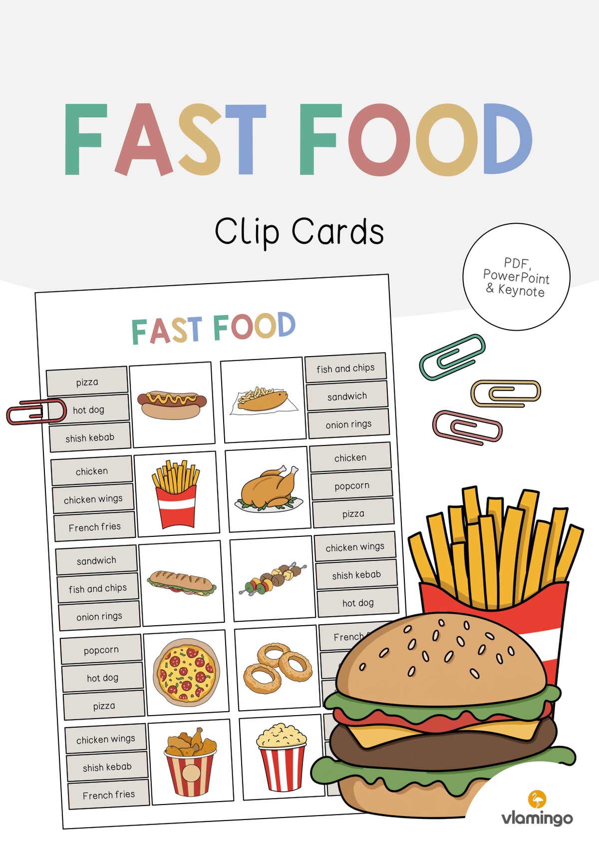 de englisch fast food clip cards 001