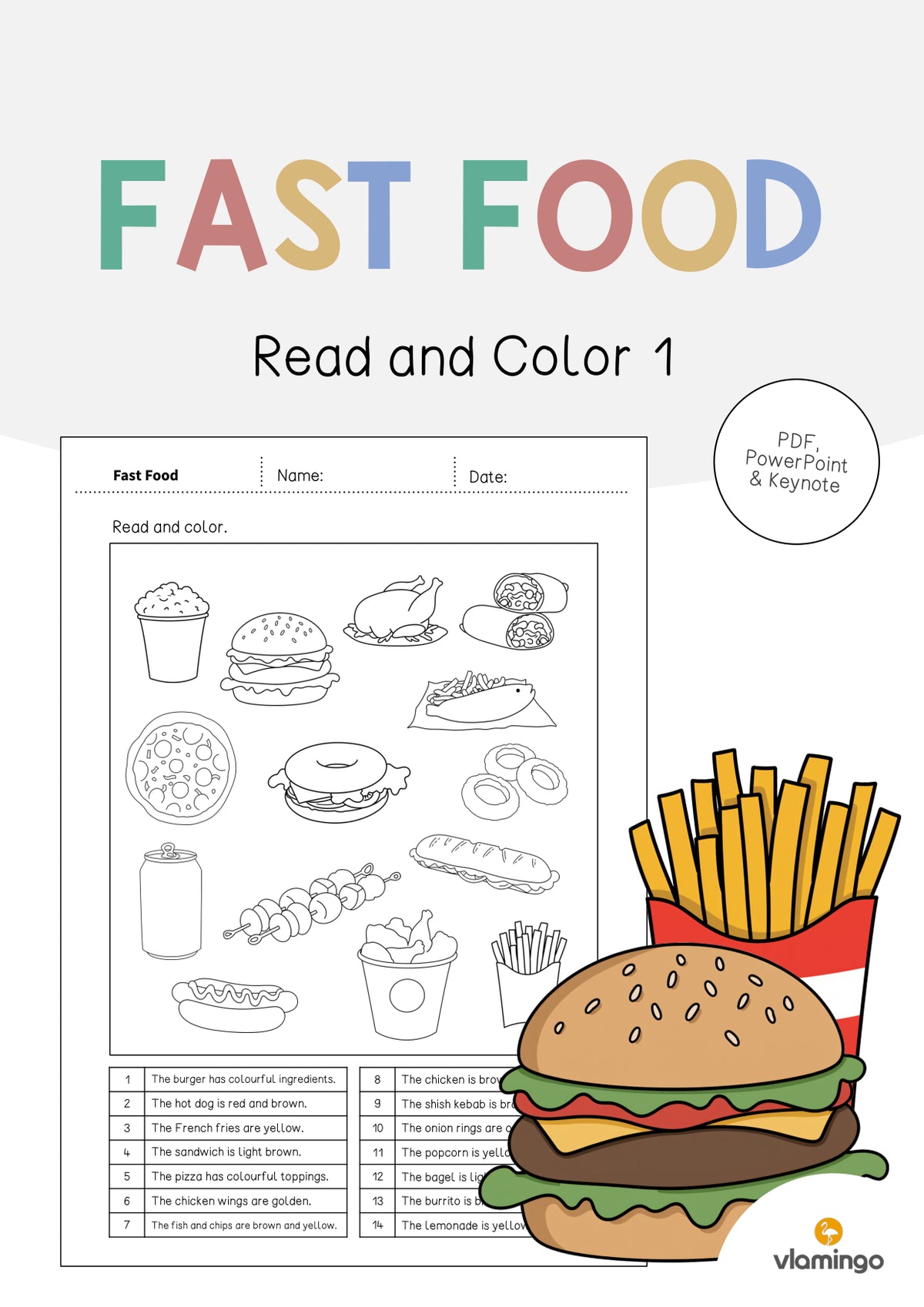 de englisch fast food read and color 1 001
