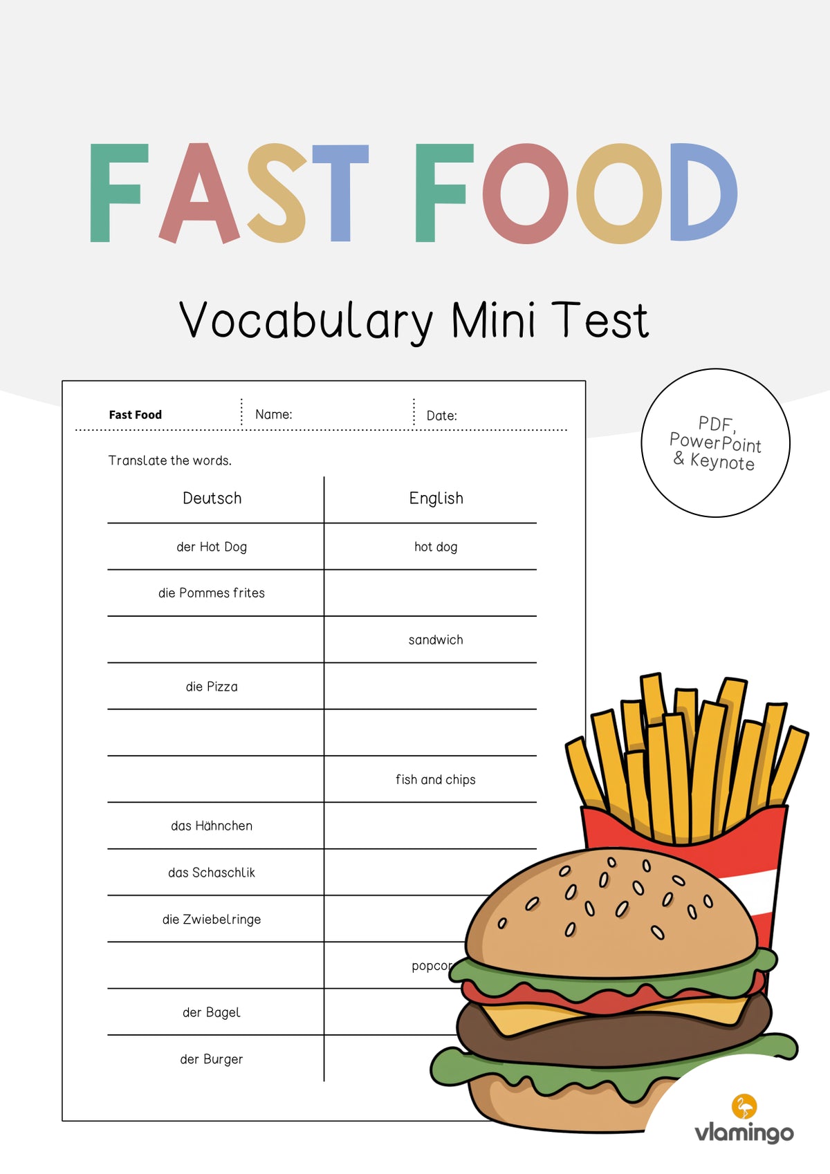 de englisch fast food vocabulary mini test 001
