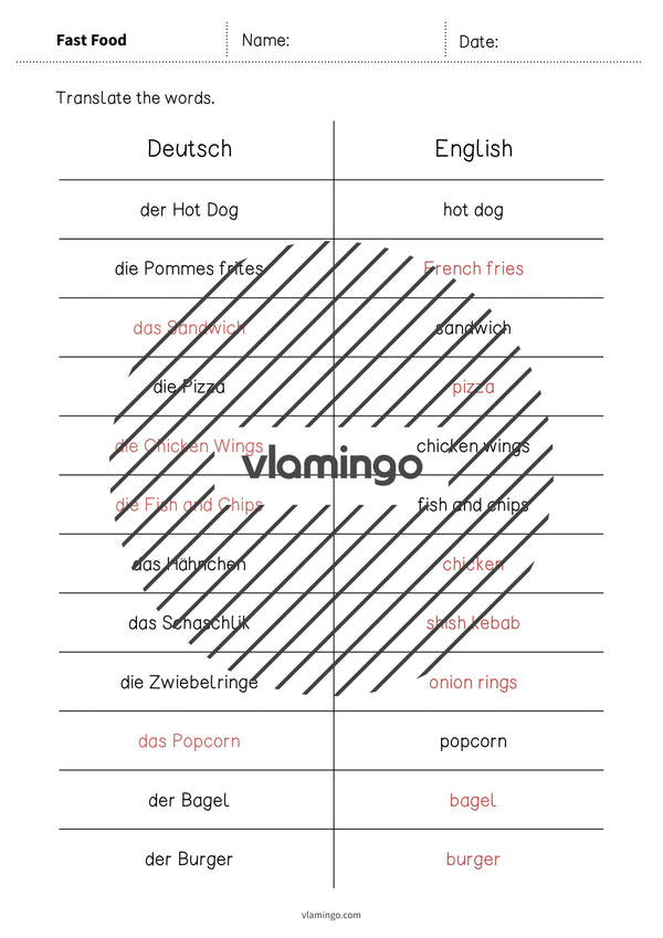 de englisch fast food vocabulary mini test 007