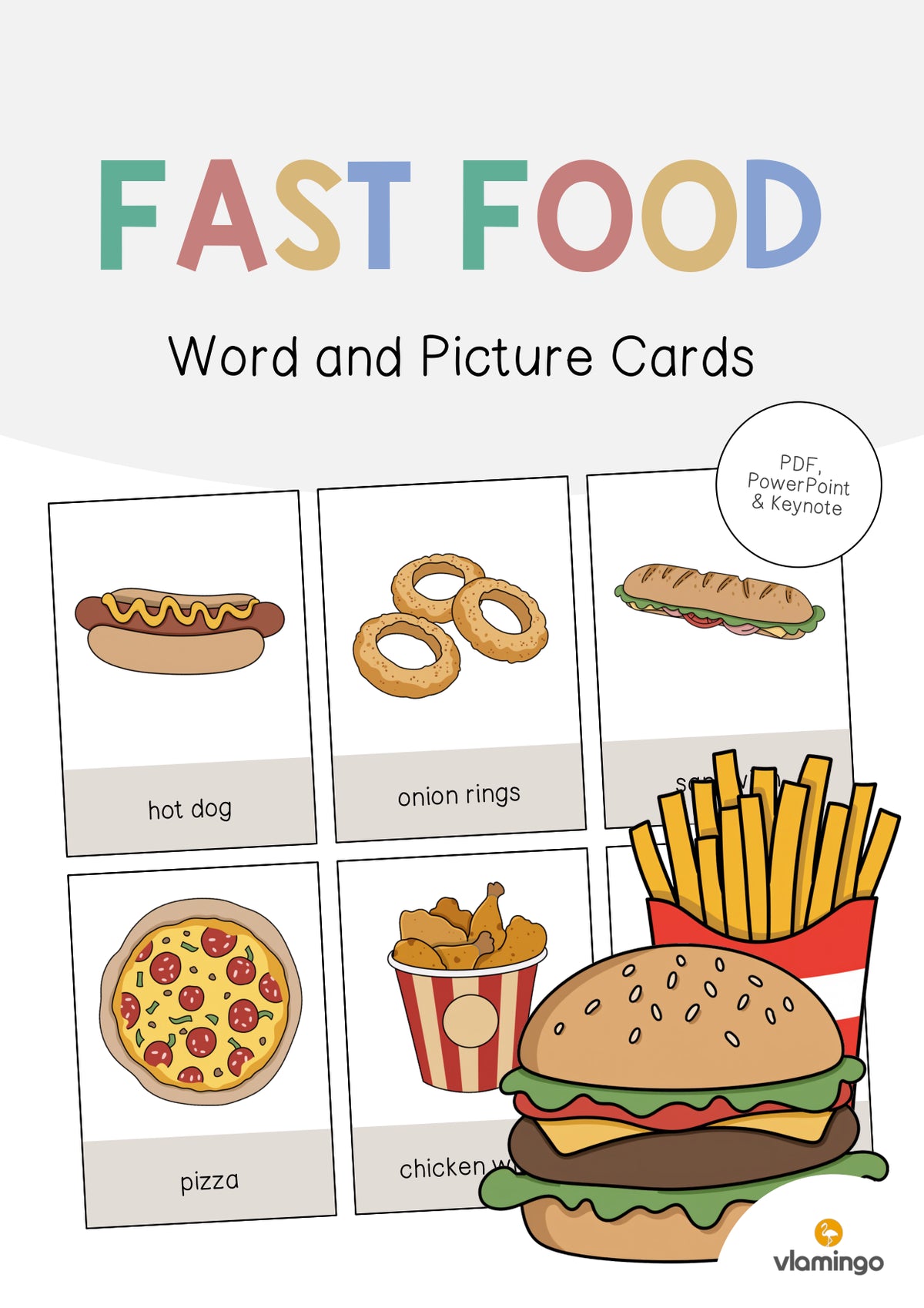 de englisch fast food word and picture cards 001