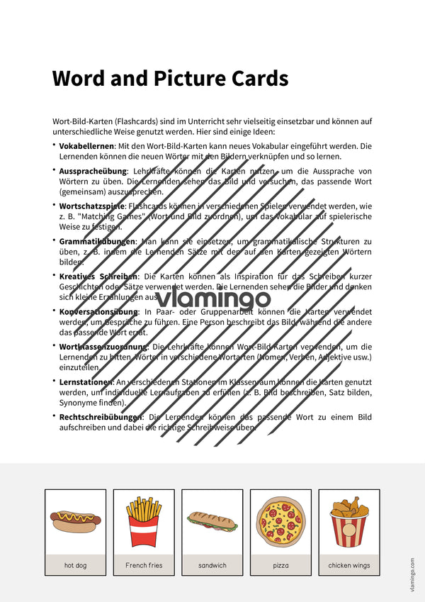 de englisch fast food word and picture cards 002