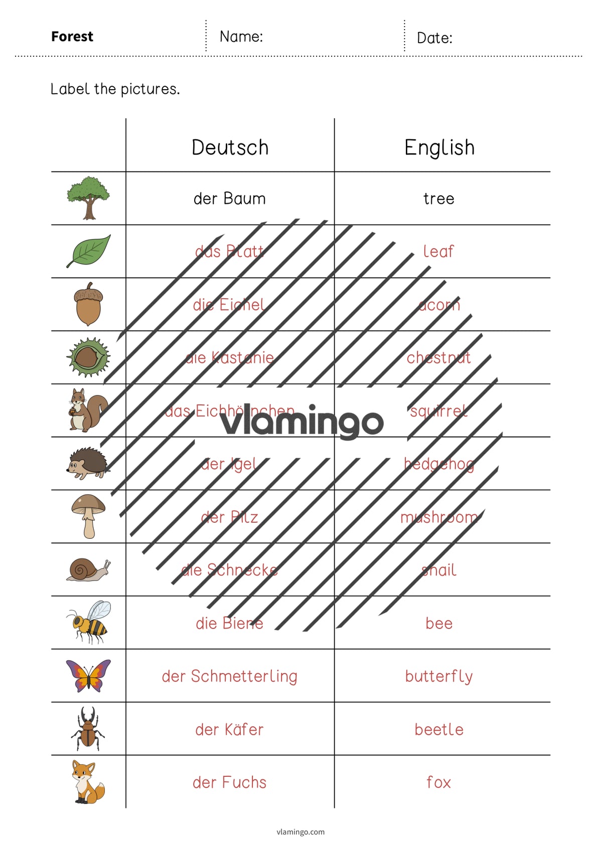 de englisch forest vocabulary worksheet 3 009