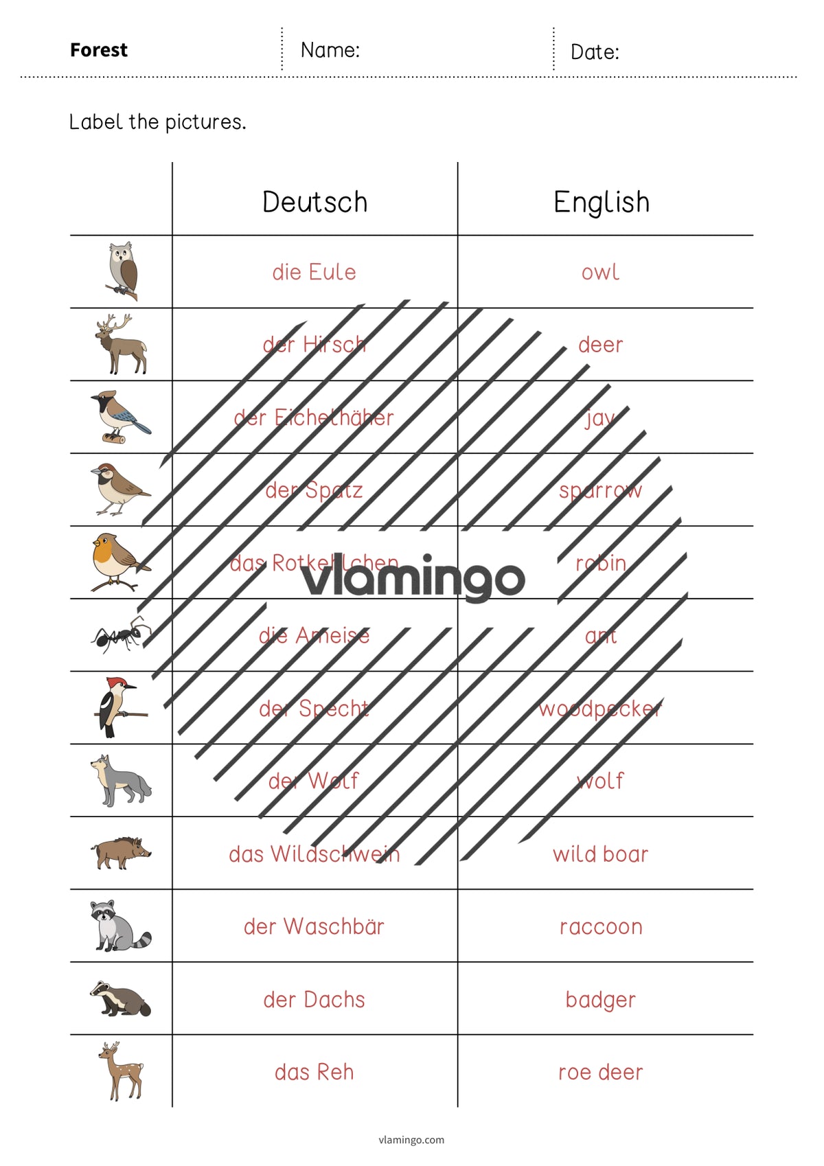 de englisch forest vocabulary worksheet 3 010