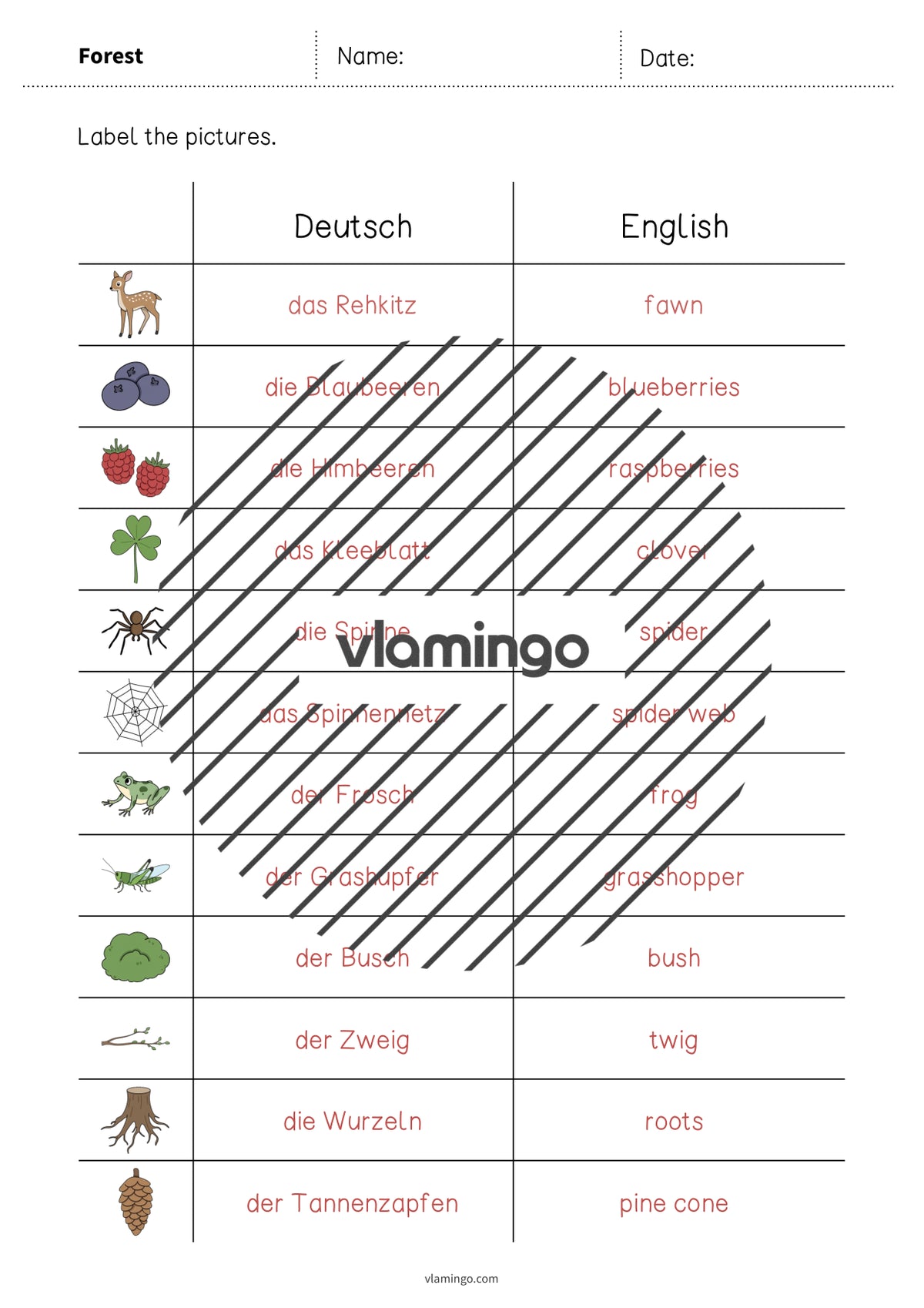 de englisch forest vocabulary worksheet 3 011