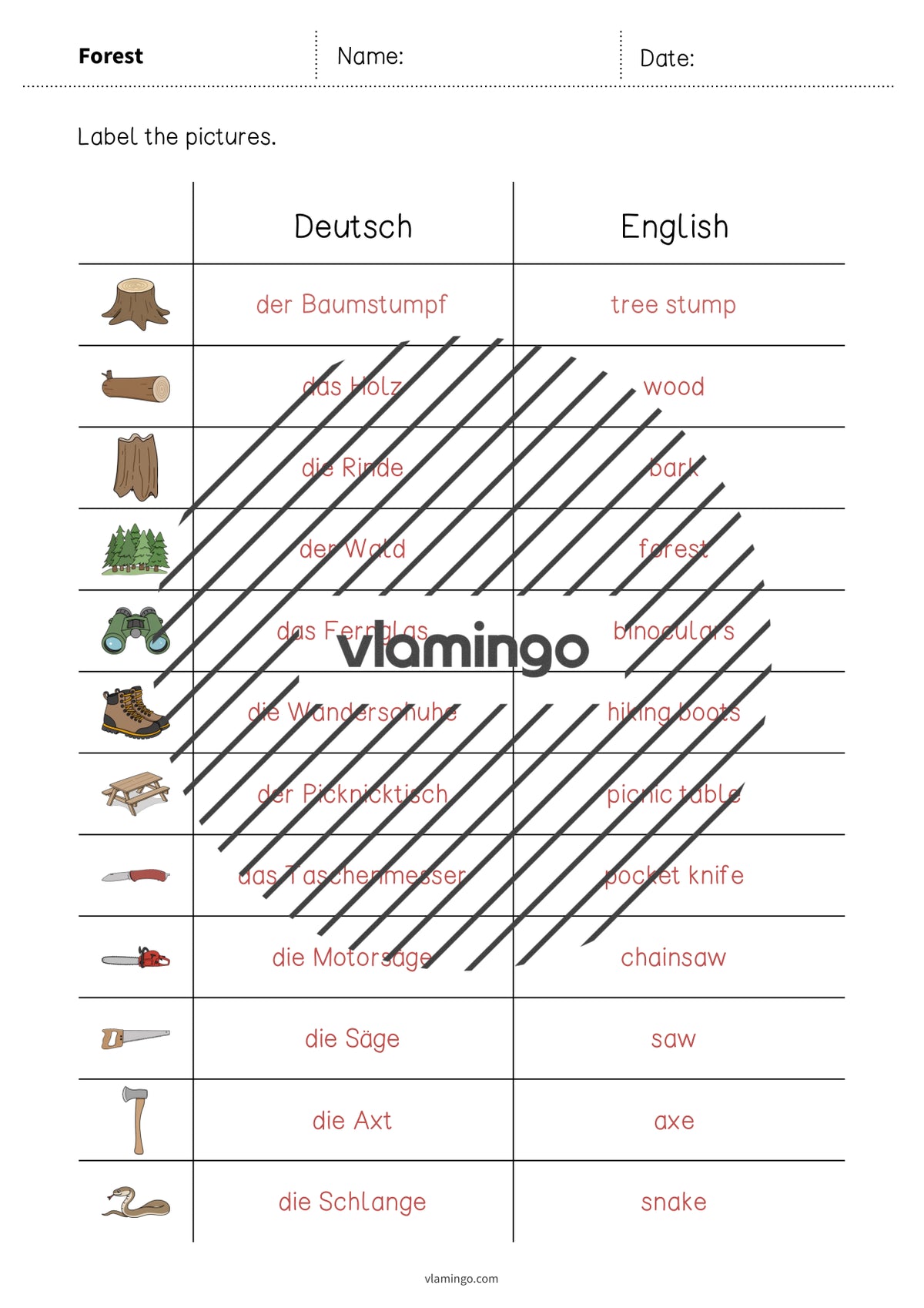 de englisch forest vocabulary worksheet 3 012