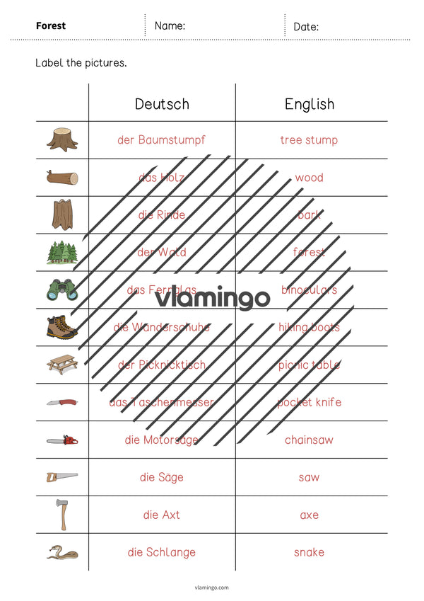 de englisch forest vocabulary worksheet 3 012