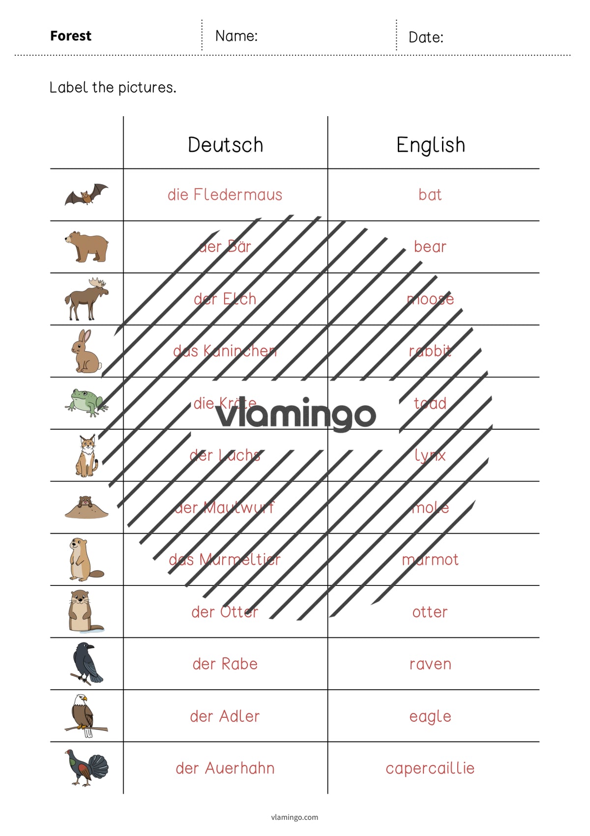 de englisch forest vocabulary worksheet 3 013