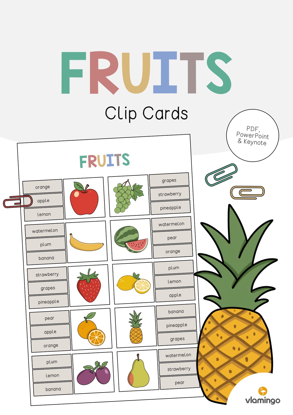 de englisch fruits clip cards 001
