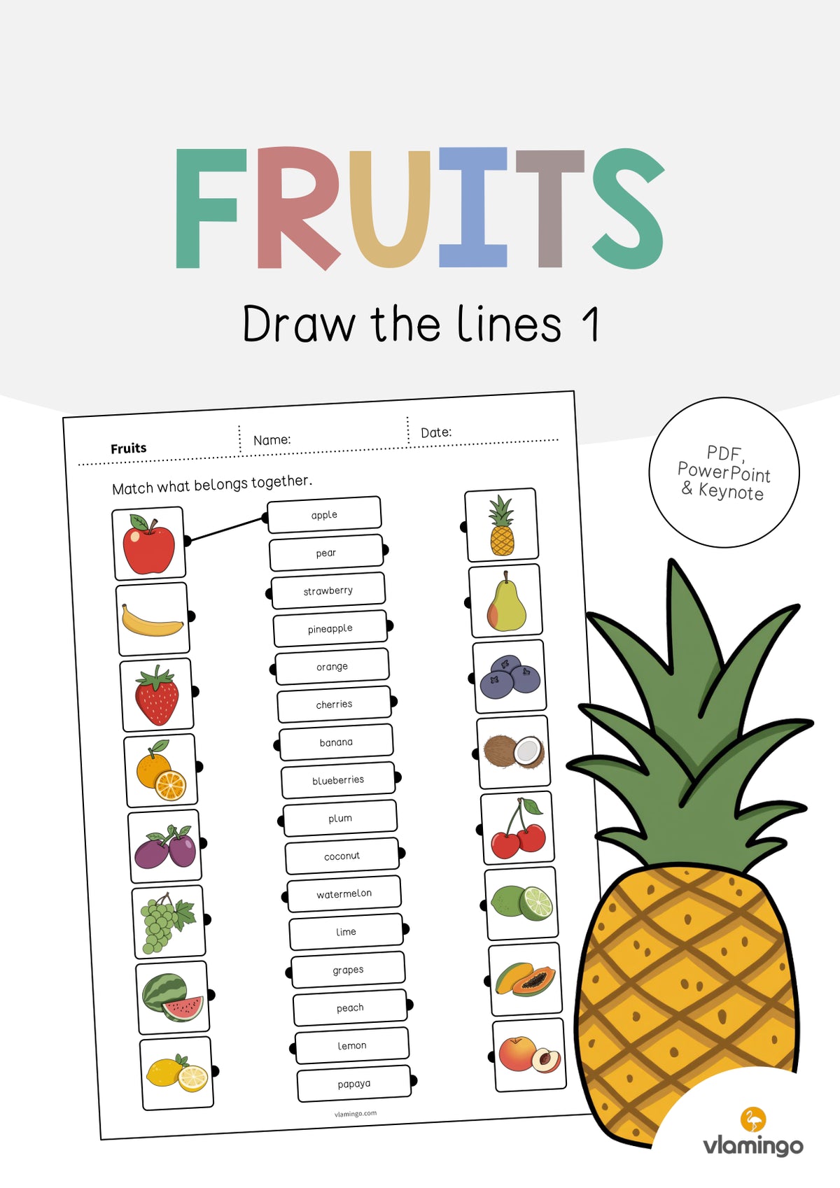 de englisch fruits draw the lines 1 001
