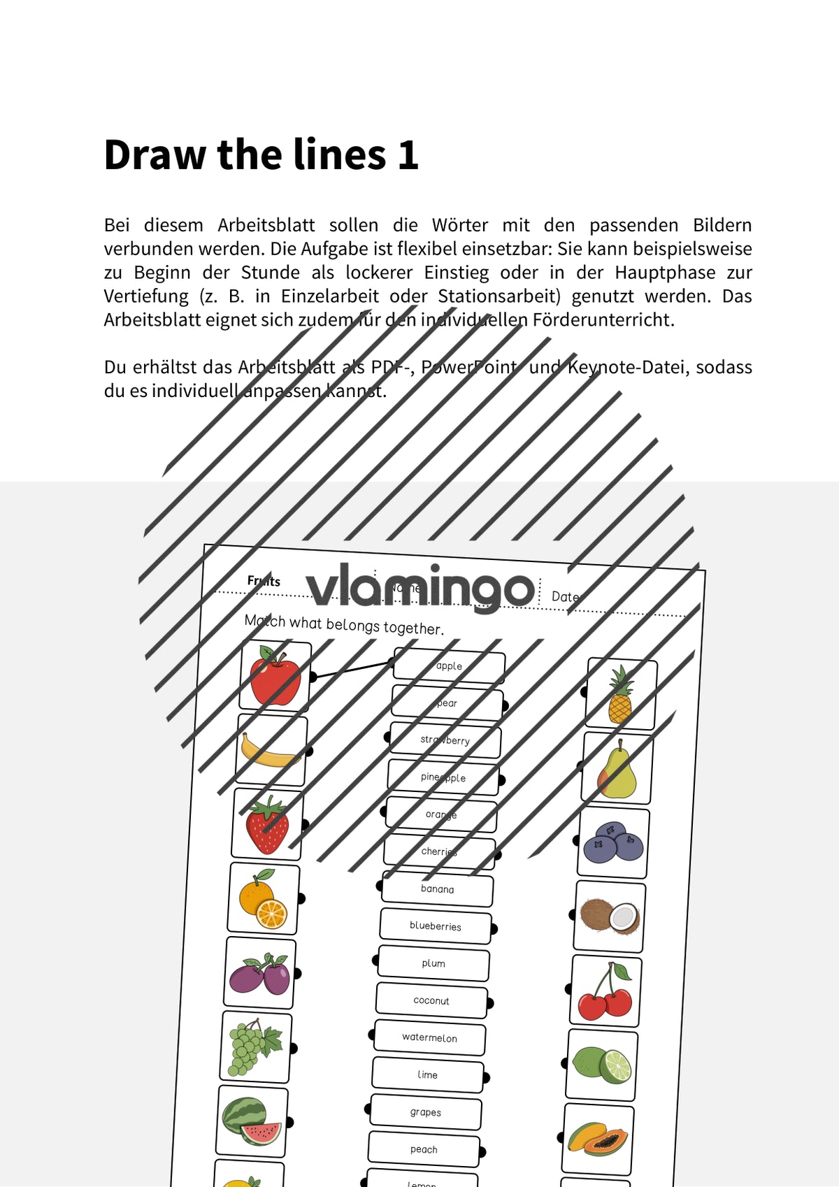 de englisch fruits draw the lines 1 002